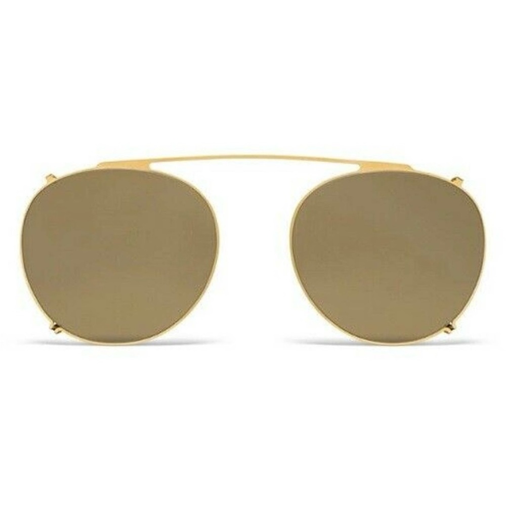 NEW Unisex Gold Clip On Shades Round Sunglasses